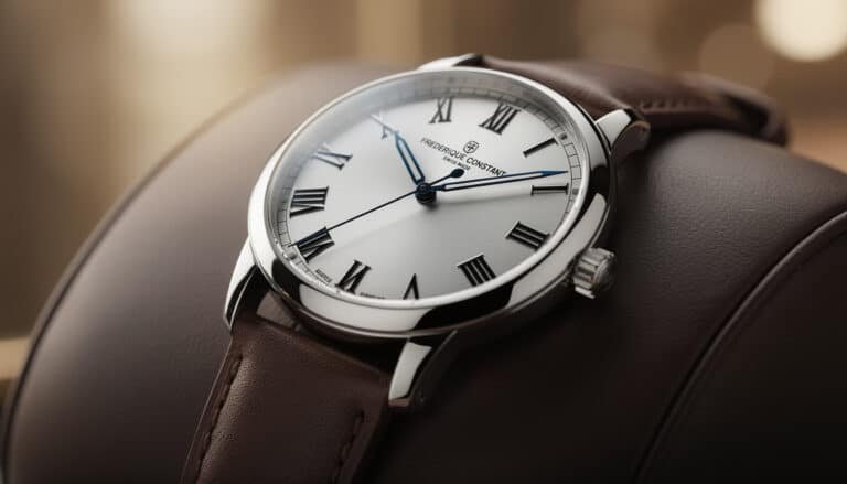 Montre Frederique Constant Classics cadran blanc index romains bracelet cuir marron