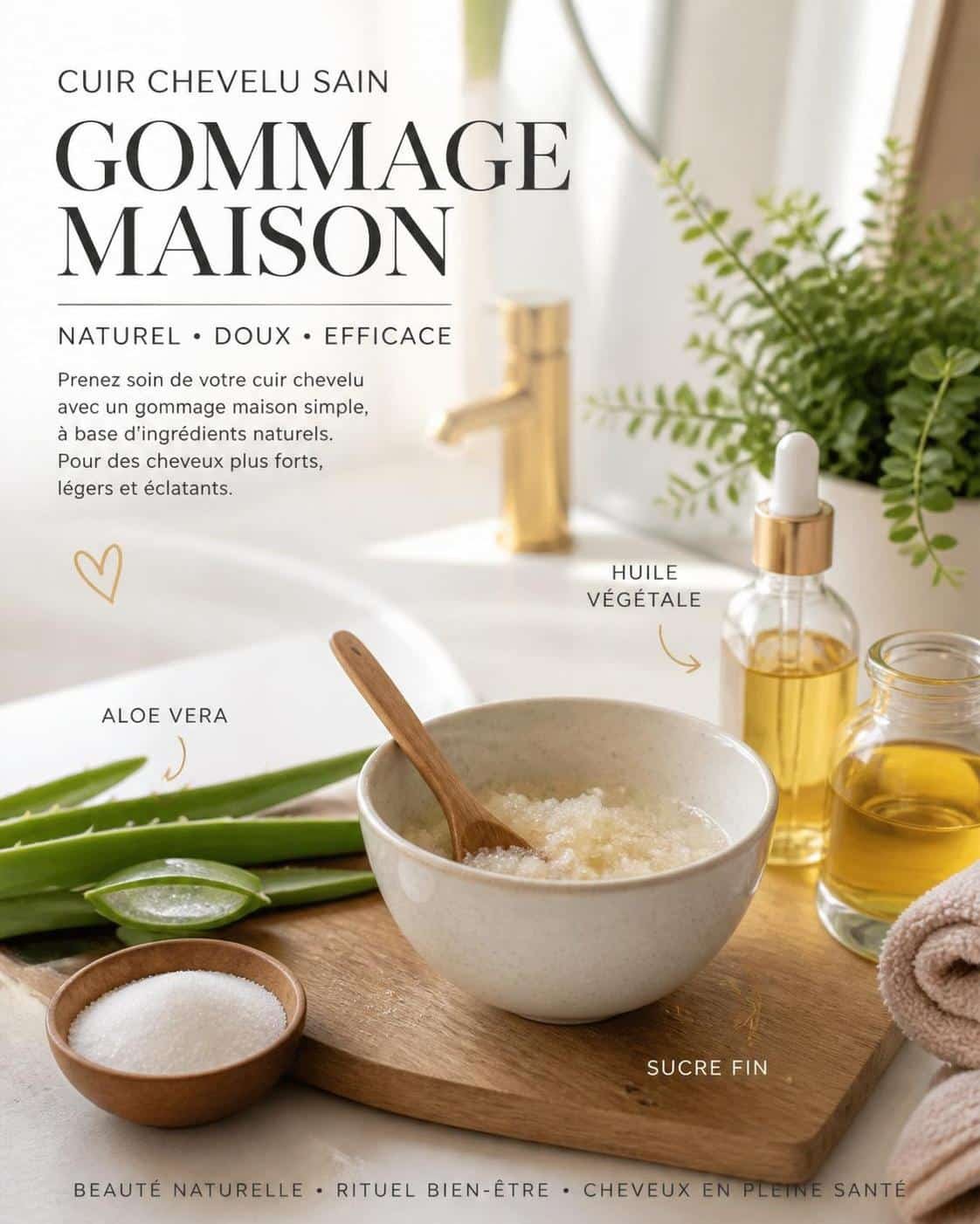 découvrez une recette facile de gommage du cuir chevelu maison pour éliminer les impuretés, stimuler la circulation et maintenir un cuir chevelu sain et revitalisé.