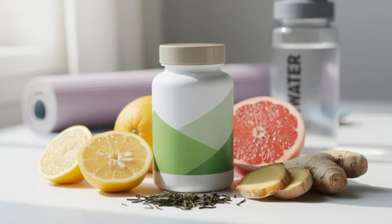 Complément minceur MiniWeight avec ingrédients naturels : citron, pamplemousse, gingembre, thé vert et gélules