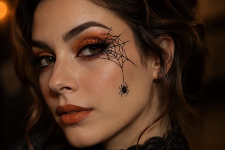 réalisez un maquillage araignée pour halloween, facile et rapide à créer, avec un résultat bien visible pour compléter votre déguisement.